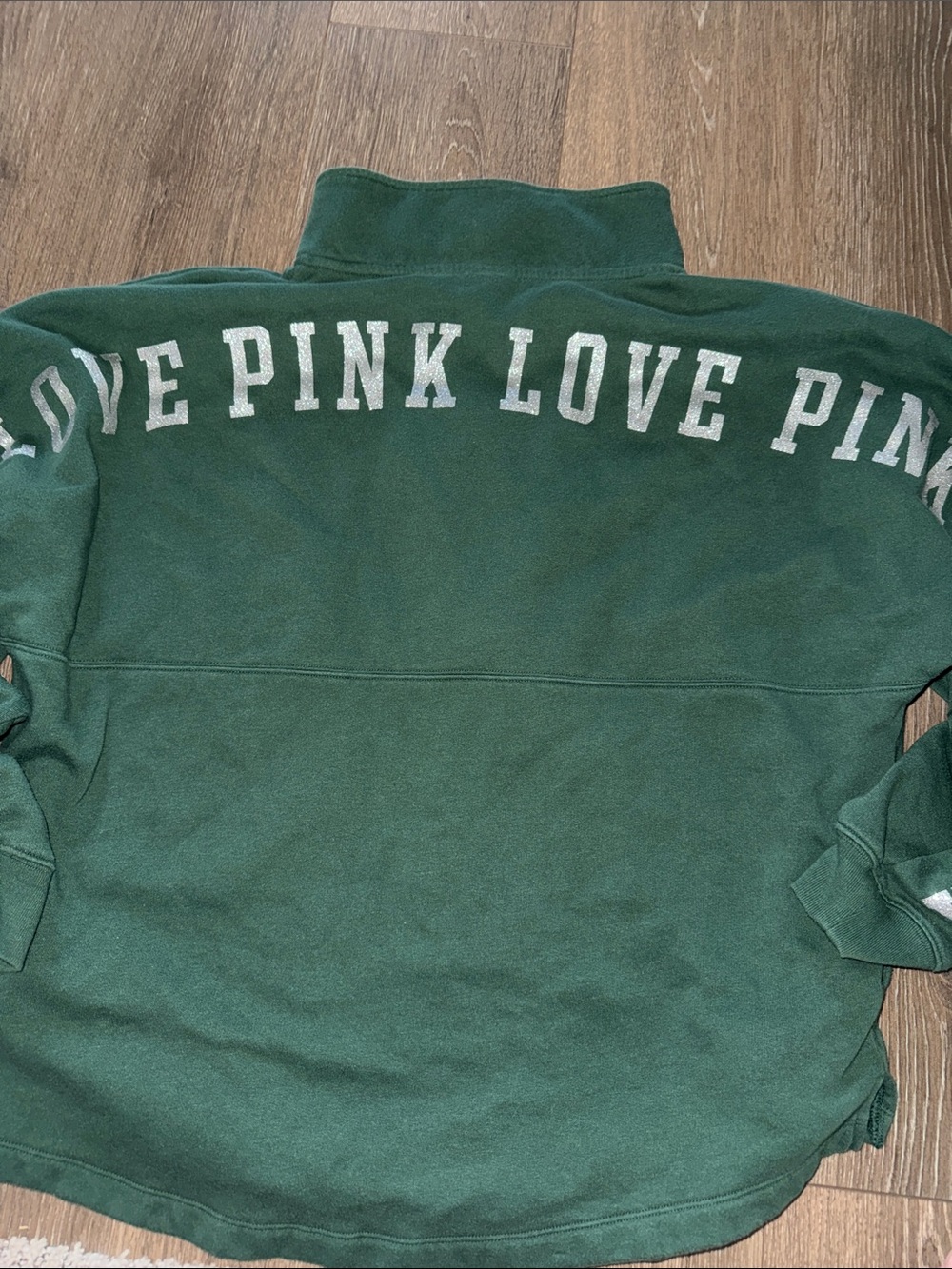 🔥VS Pink varsity full zip jacket glitter green